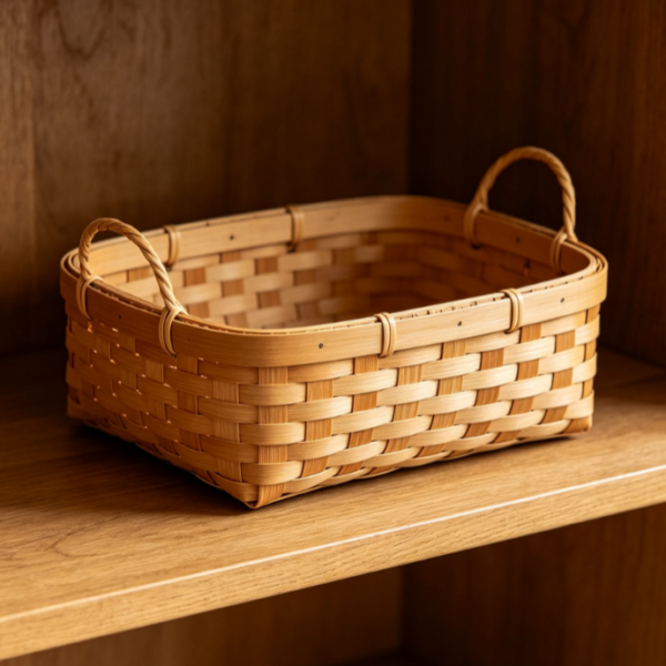 Natural Bamboo Desktop Basket for Shelf Storage