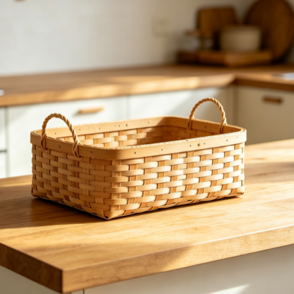 Woven Bamboo Basket for Kitchen Counter Organization