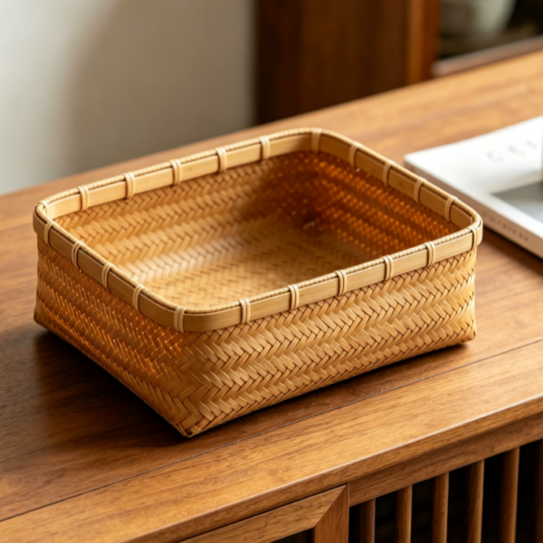 Bamboo Desktop Catchall Basket for Miscellaneous Items