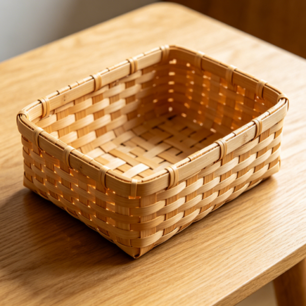 Handwoven Bamboo Utility Basket for Tabletop Storage