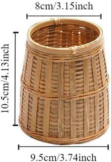 Bamboo Storage Container, Woven Pen Container, Woven Baskets, Rattan Woven Pen Holder, Brush Holder Desktop Pencils Holder, Cosmetics Storage Organizer, Makeup Brush Container Pen Holder Image 2
