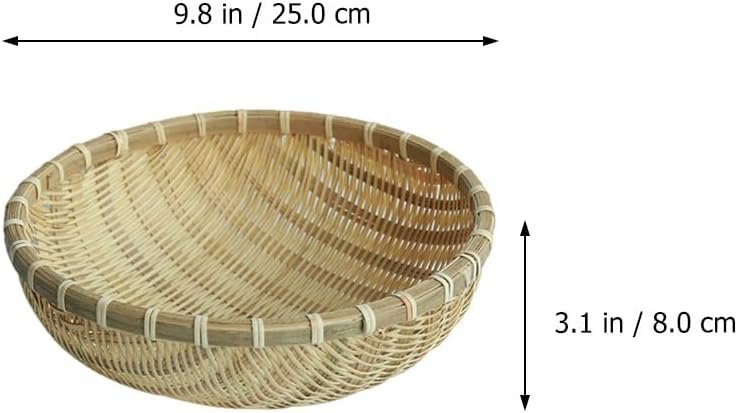 1pc Pastoral Bamboo Storage Basket Exquisite Khaki Fruit Basket for Household Use for Snacks and Organizing Bamboo Woven Design Image 2