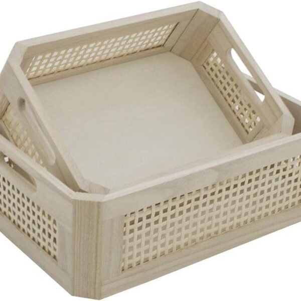 Woven Wooden Bamboo Basket,Rectangular Storage Basket,Natural and Decorative, Arts and Crafts