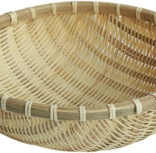 1pc Pastoral Bamboo Storage Basket Exquisite Khaki Fruit Basket for Household Use for Snacks and Organizing Bamboo Woven Design