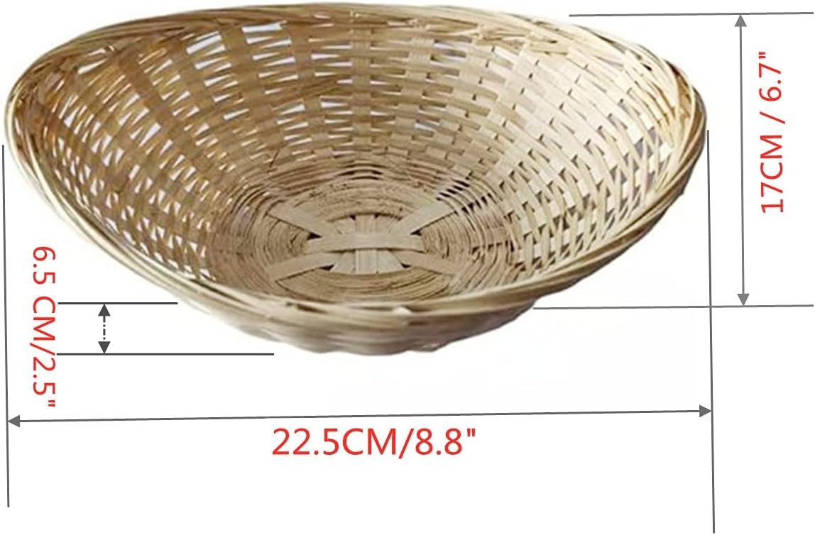 4 Pcs 8 8"x6 7"x2 5" Bamboo Basket Tray Oval Display Bamboo Handmade Basket for Kitchen Organization Stackable Storage Image 2