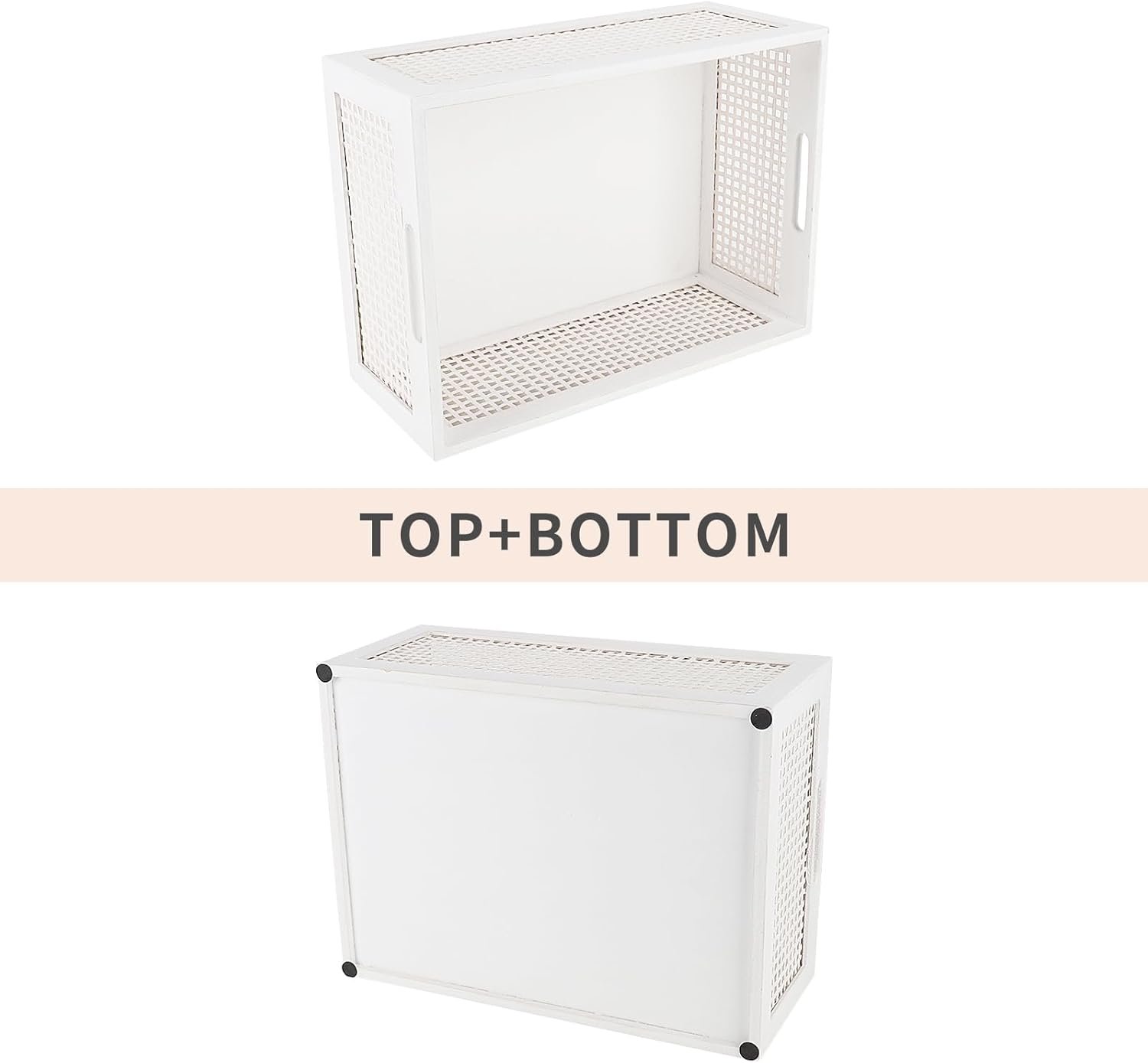Wood Storage Baskets, Rattan Storage Baskets, Desk Office Drawer Storage Box (White Set2) Image 2