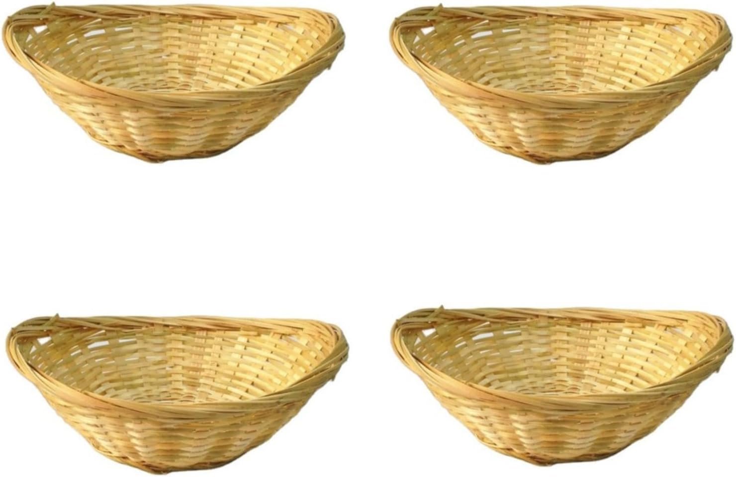4 Pcs 8 8"x6 7"x2 5" Bamboo Basket Tray Oval Display Bamboo Handmade Basket for Kitchen Organization Stackable Storage