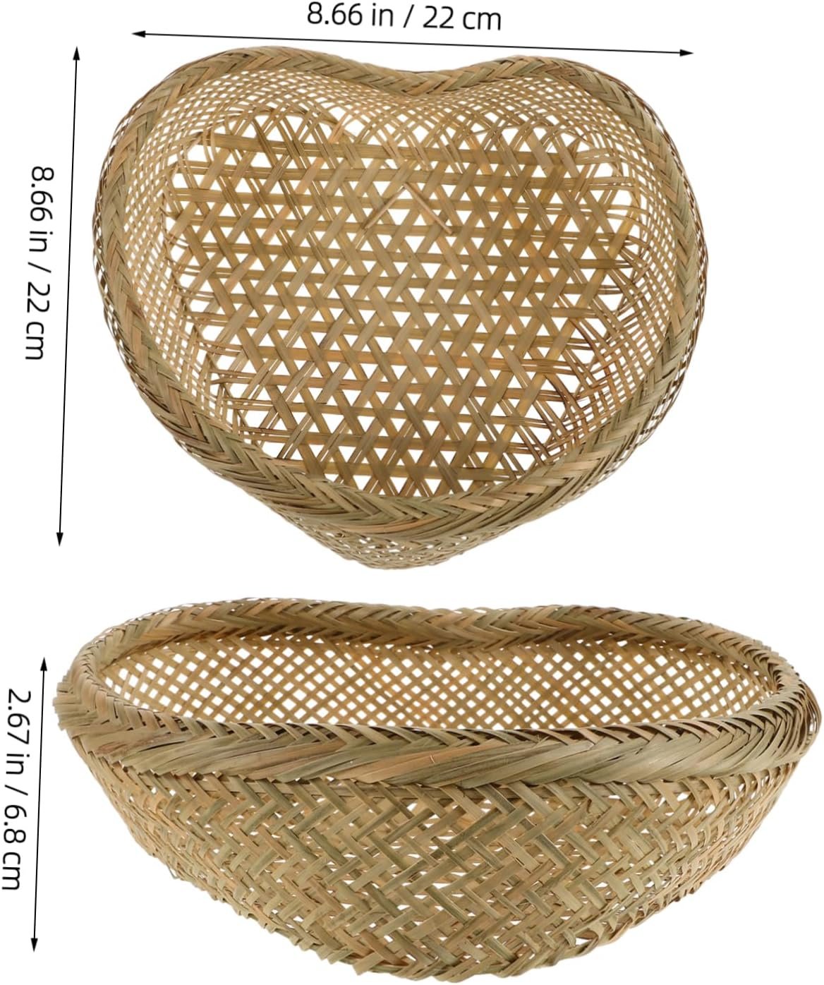 Bamboo Fruit Basket Woven Bread Snack Organizer Decorative Storage Basket for Home Desktop Rustic Tabletop Image 2