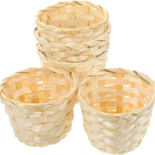 5 Pack Mini Wood Woven Baskets, Small Bamboo Storage Baskets, Mini Baskets for Home Organization, DIY Crafts, and Gift Packaging (2 95x2 95x2 36 Inches)
