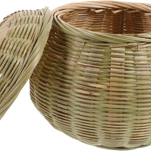 Woven Bamboo Basket Storage Box Round Desktop Organizer Snack Storage Holder Home Sundries Basket
