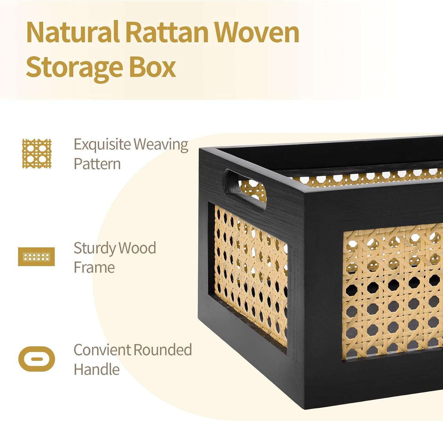 Rattan Storage Basket Handmade Natural Bamboo Woven Storage Bin for Organizing Decorative Wicker Box for Rustic Farmhouse Decor Home Office Tabletop Shelf Organizer Image 2