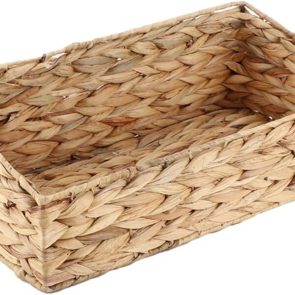 Hand Woven Water Hyacinth Baskets for Organizing Woven Trapezoid Basket Pantry Baskets Trapezoid Storage Bin for Shelves, Pantry, Closet and Home Decor
