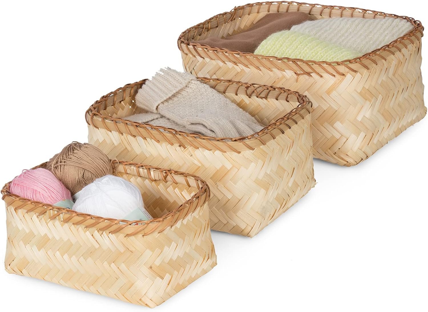 Bamboo Halong Basket, Natural, Set of 3 Image 2