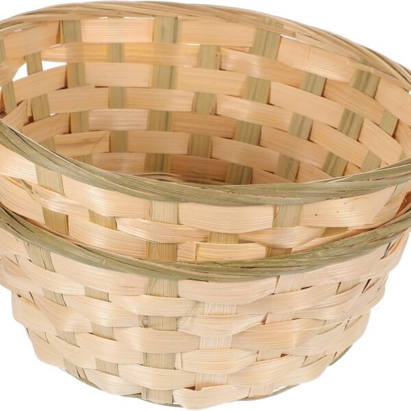 2pcs Hand Woven Basket Desktop Storage Basket   Natural Bamboo Woven Fruit Basket Easter Storage Basket for Plant Hand Decor Home Party Tabletop Organize