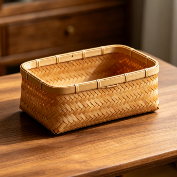 Medium Bamboo Organizer Basket for Stationery