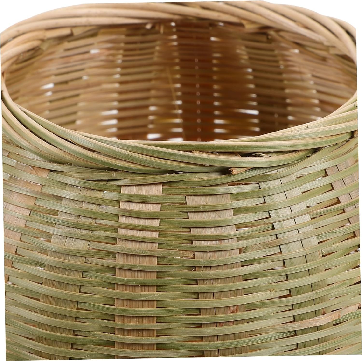 Woven Bamboo Basket Storage Box Round Desktop Organizer Snack Storage Holder Home Sundries Basket Image 2