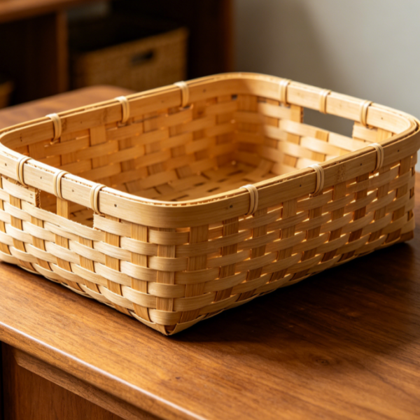 Large Bamboo Desktop Basket for Multi Purpose Storage